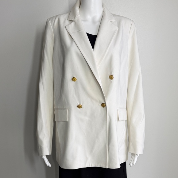Dkny Jackets & Blazers - DKNY White Double-Breasted Blazer with Gold Crest Buttons – Size 8